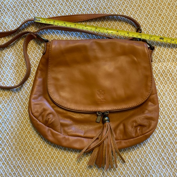 Vera Pelle Handbags - Vera Pelle Cognac Italian Leather Crossbody